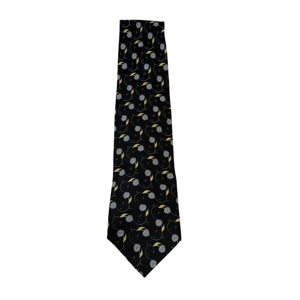 Nautica Mens Silk Floral Patterned Tie Dark Navy Old Money Academia Preppy‎ - Picture 3 of 9